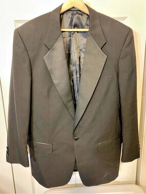 Vtg Pierre Balmain Mens Sz 40L Black Wool Classic Suit Jacket Blazer Coat Rare